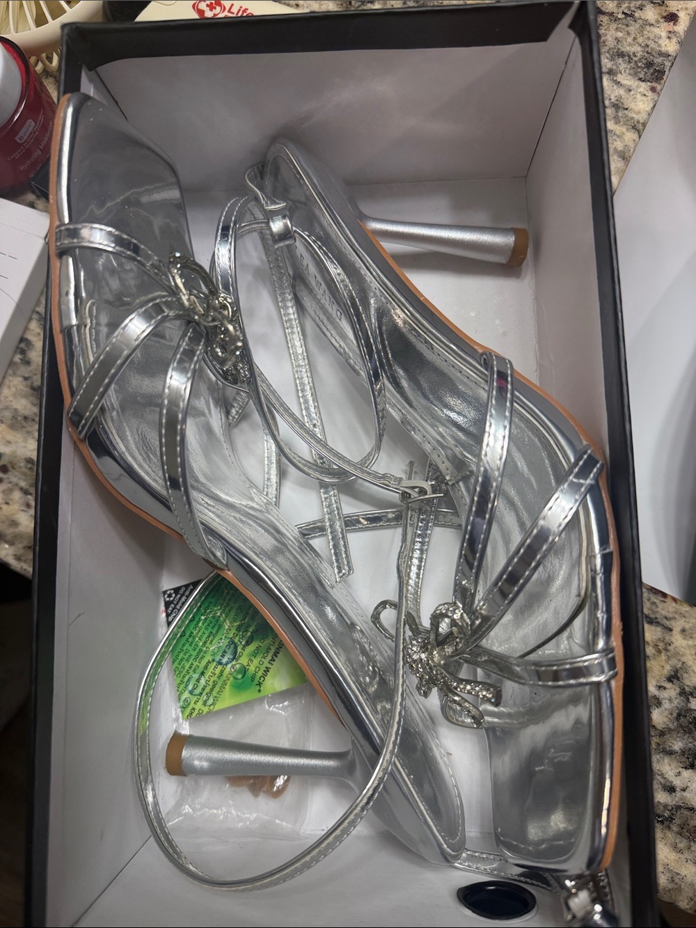 Silver Strappy High Heel Sandals